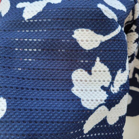 Perceptions Womens Navy White Floral Cropped Open Front 3/4 Sleeve Bolero Sz 18 - Picture 6 of 8